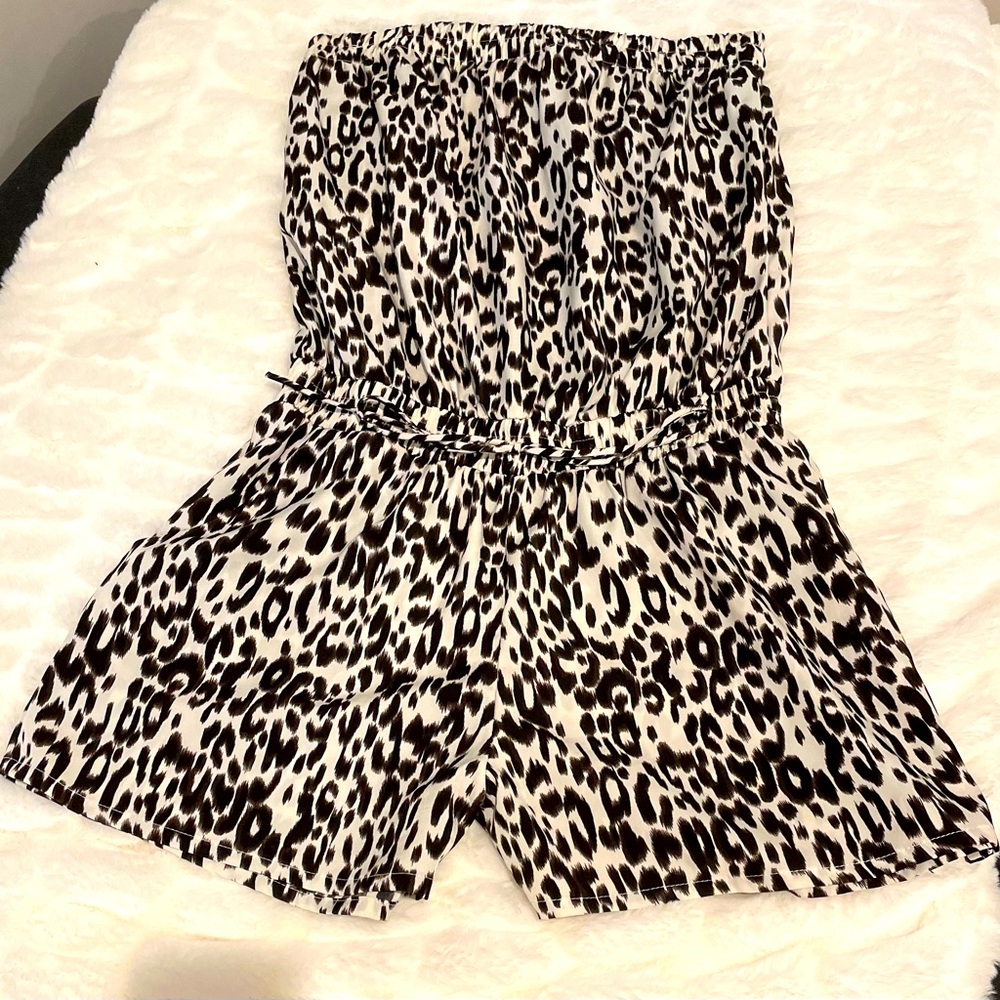 Strapless Leopard Romper Size L